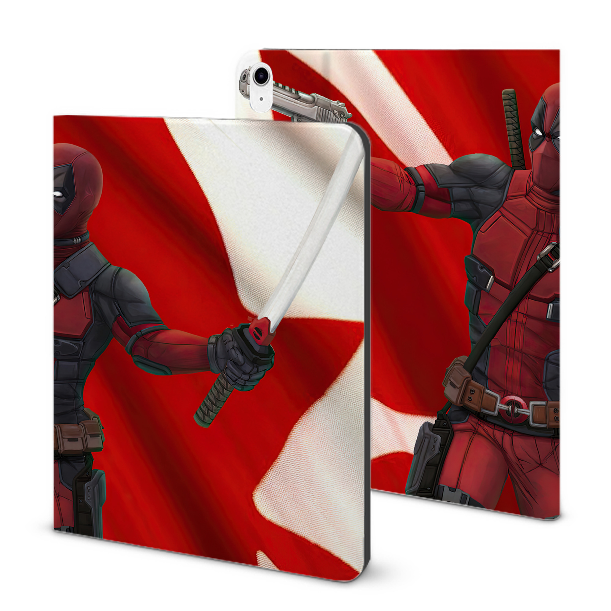 （画像用） Deadpool デッドプール IPad ケース ブック型 PUレザー TPU 耐衝撃 軽量 薄型 ペン収納なし 全面保護 IPad 各モデル対応